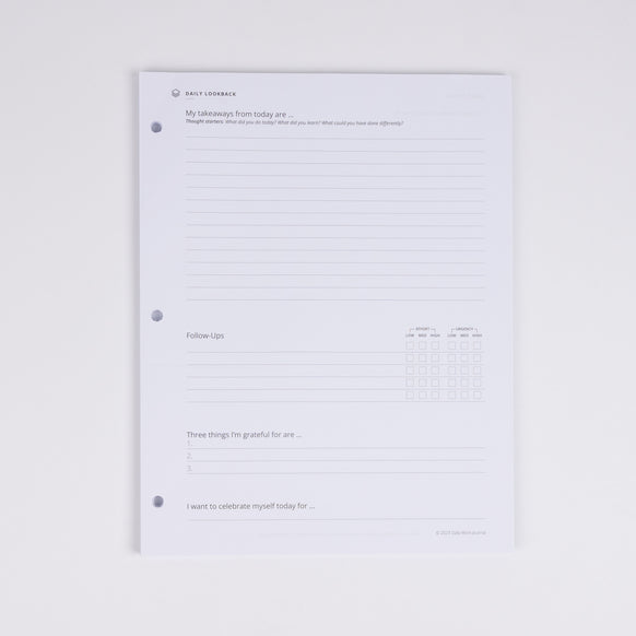 Daily Notes + Daily Lookback Binder Filler Paper